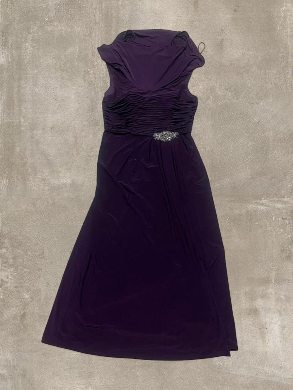 Alex Evenings Purple Formal Dress Size 14 Elegant Ruched Evening Gown